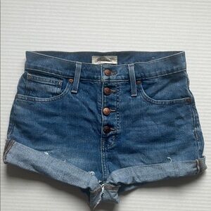 Madewell Medium Blue High-Rise Button-Fly Jean Shorts